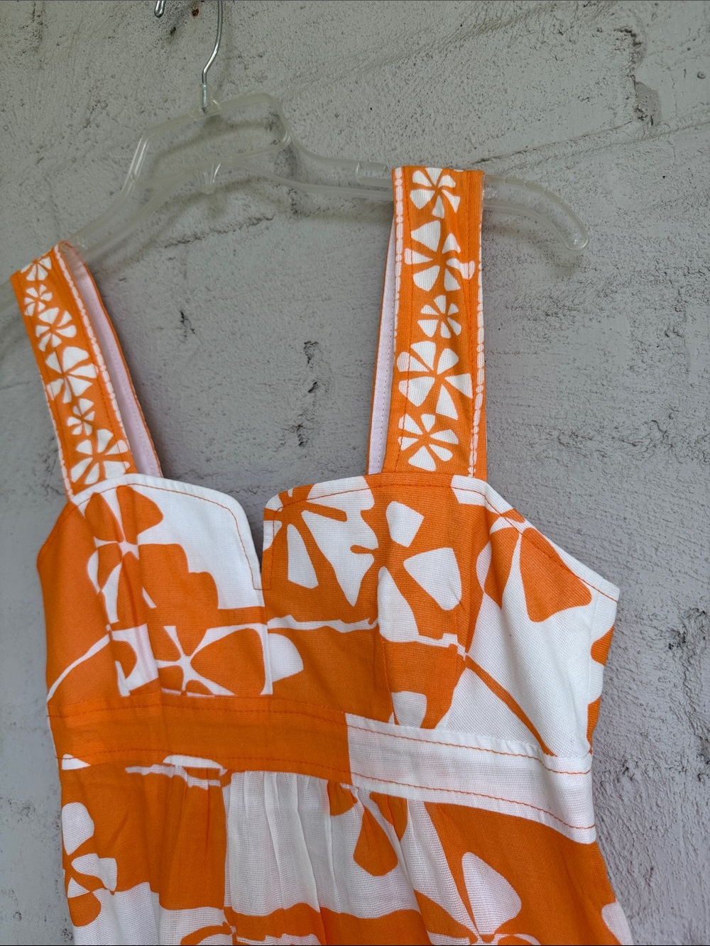 Trina Turk Orange/White Hawaiian Floral Cotton Sundress Size 4 - Picture 7 of 14